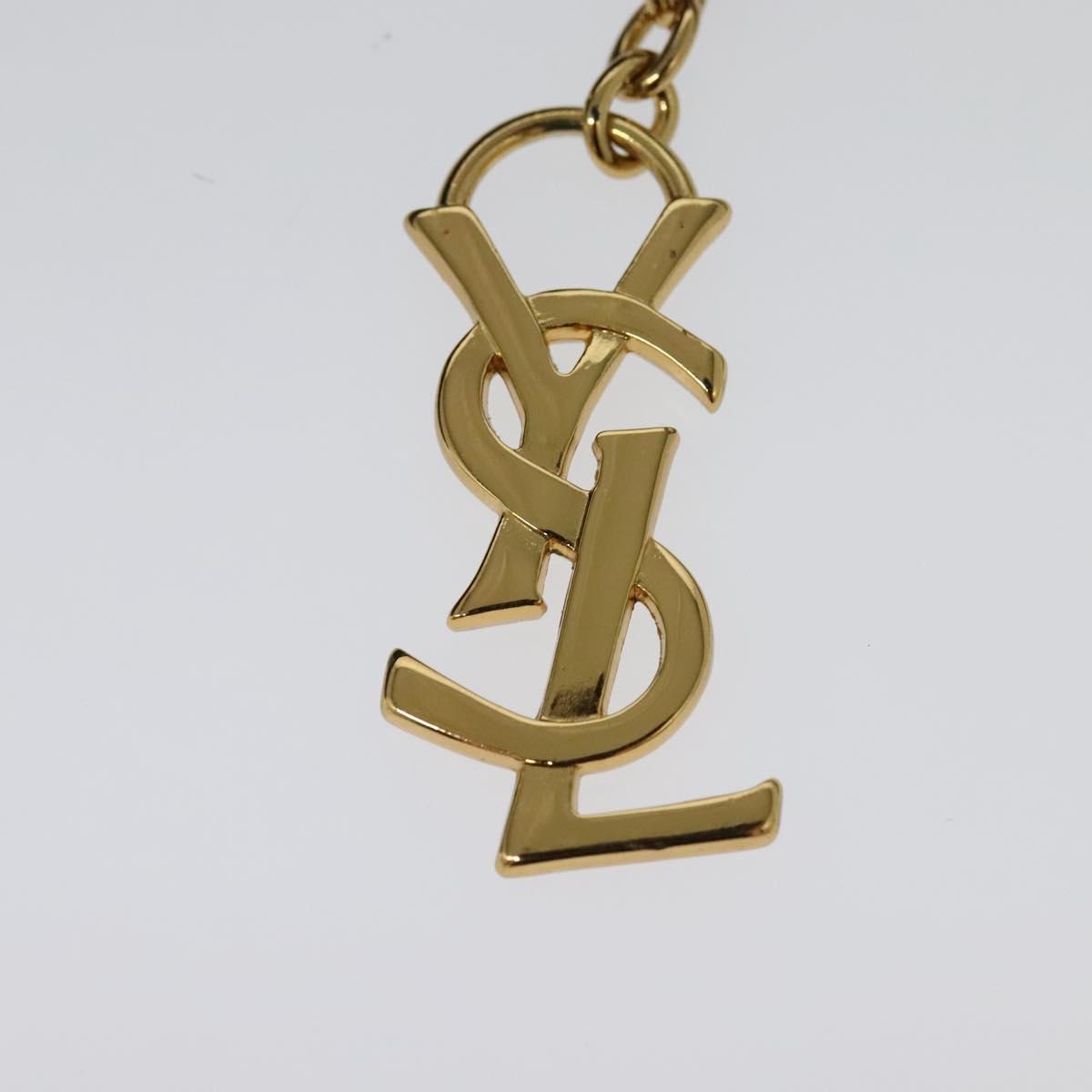 SAINT LAURENT Y Cut Shoulder Bag Leather Navy Gold Auth sw1140V
