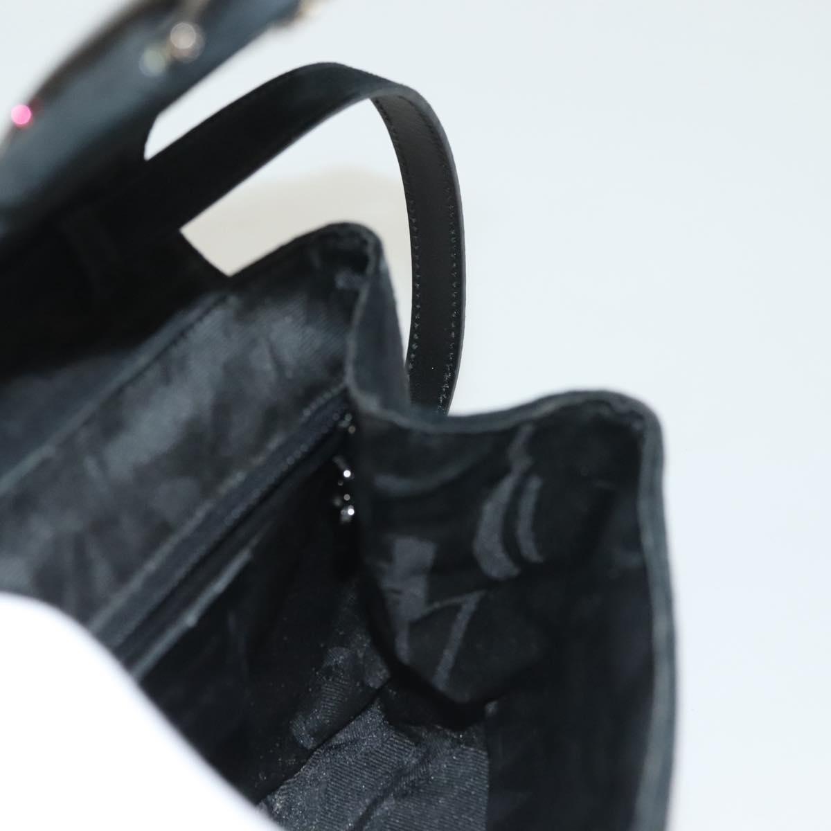 Salvatore Ferragamo Hand Bag Suede Black Silver Auth sw1146