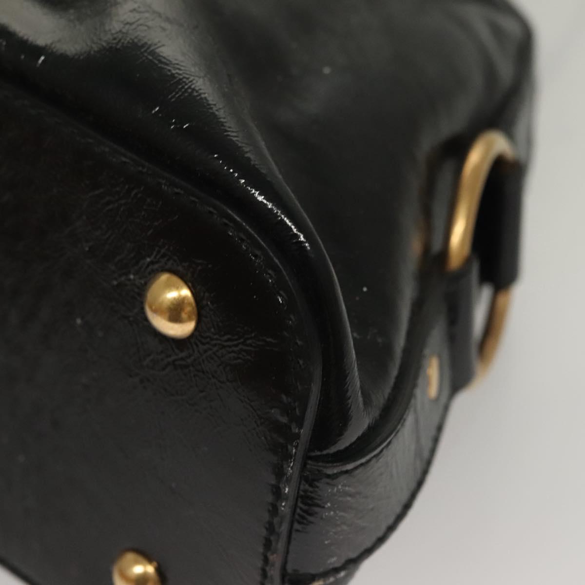 SAINT LAURENT Muse Shoulder Bag Enamel Black Gold Auth sw1147