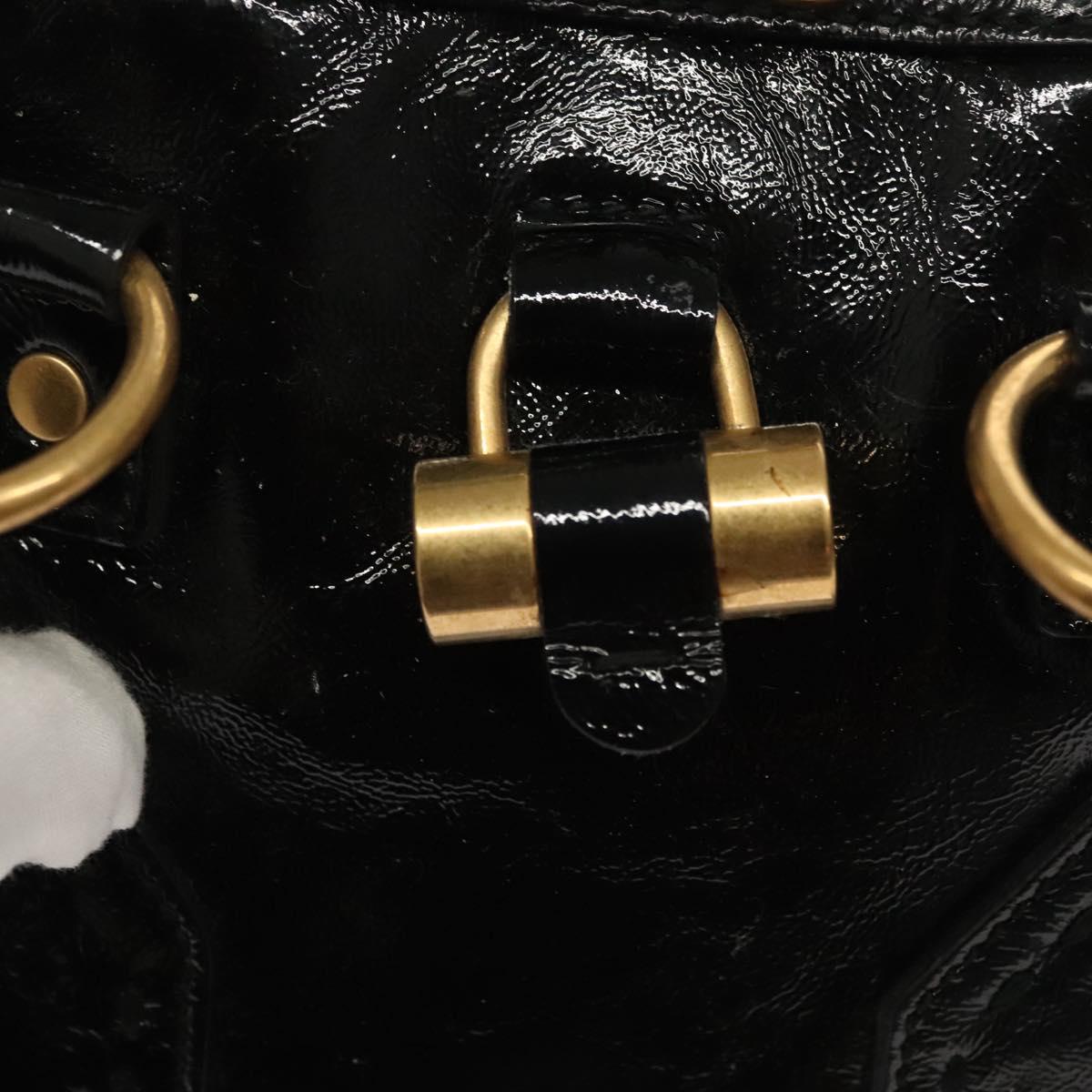SAINT LAURENT Muse Shoulder Bag Enamel Black Gold Auth sw1147