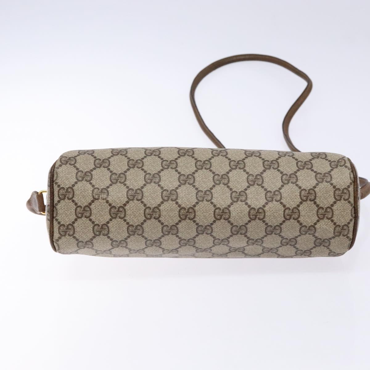 GUCCI GG Supreme Web Sherry Line Shoulder Bag PVC Beige Gold Auth sw1153