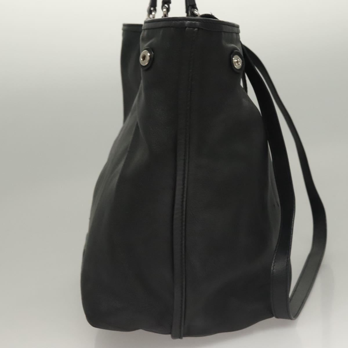 Salvatore Ferragamo Hand Bag Leather 2way Black Silver Auth sw1160