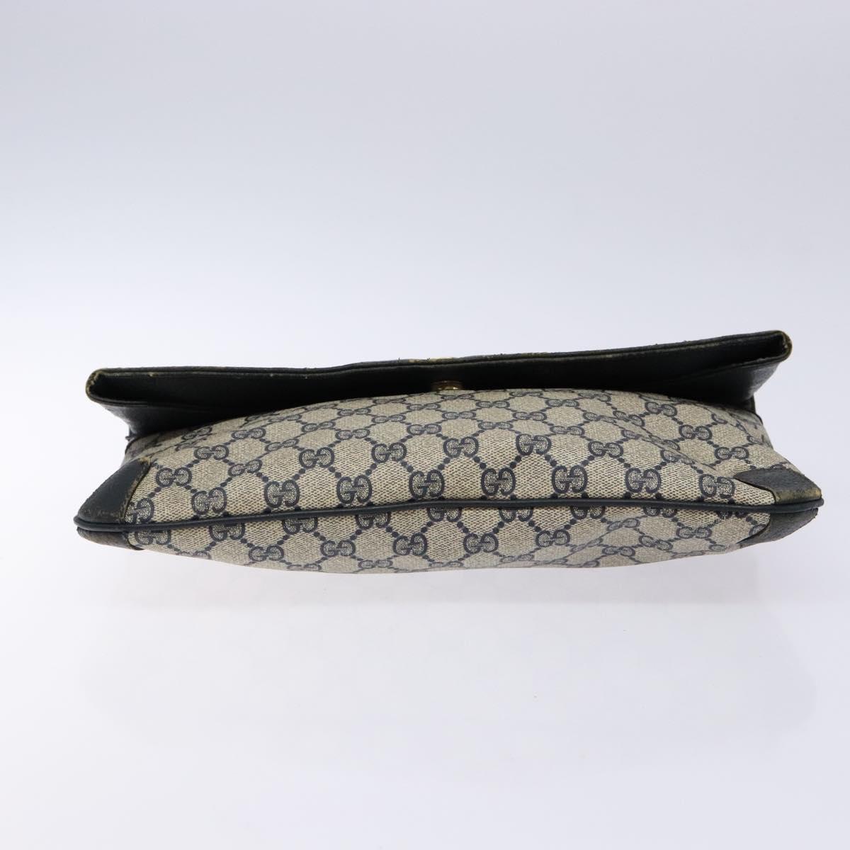 GUCCI GG Supreme Clutch Bag PVC Navy Gold 156 02 075 Auth sw1174