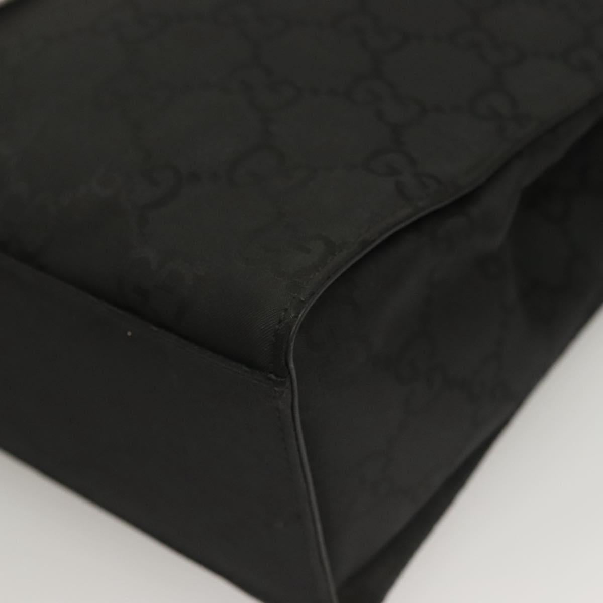 GUCCI GG Canvas Bamboo Hand Bag Nylon Black Silver 002 1016 Auth sw1184