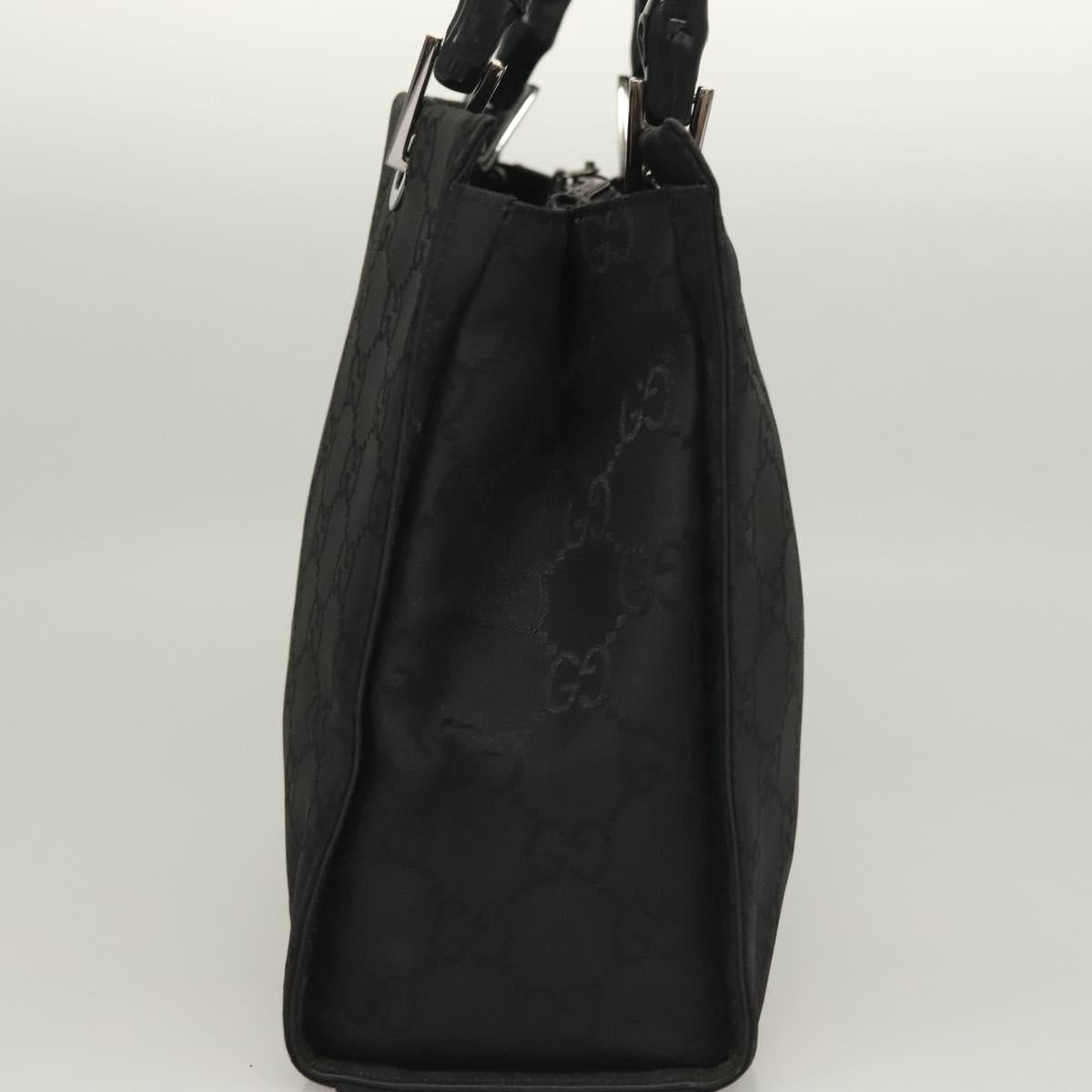 GUCCI GG Canvas Bamboo Hand Bag Nylon Black Silver 002 1016 Auth sw1184