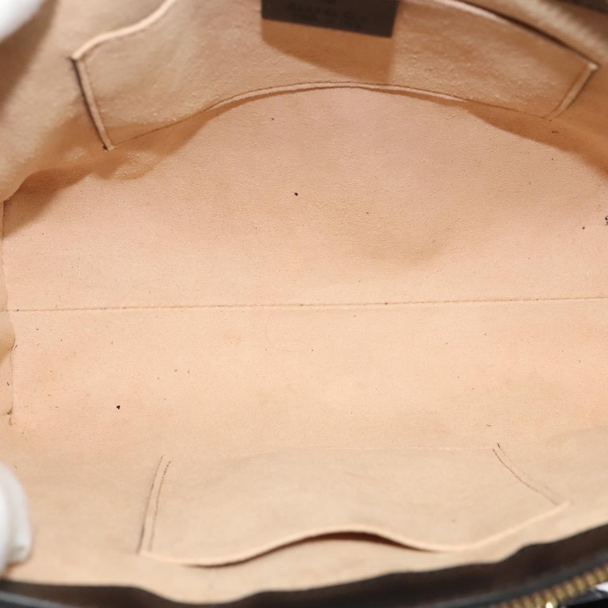 GUCCI Web Sherry Line Hand Bag Suede 2way Black Gold 547551 Auth sw1189