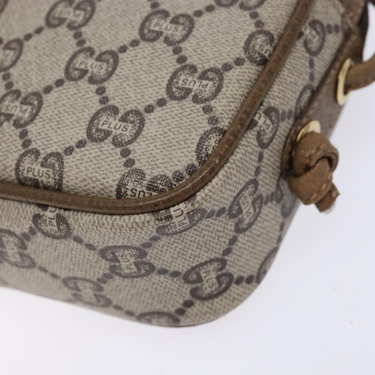 GUCCI GG Plus Supreme Shoulder Bag PVC Beige Gold Auth sw1190