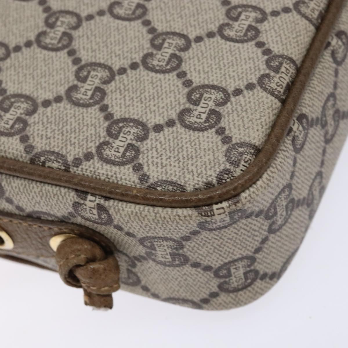GUCCI GG Plus Supreme Shoulder Bag PVC Beige Gold Auth sw1190