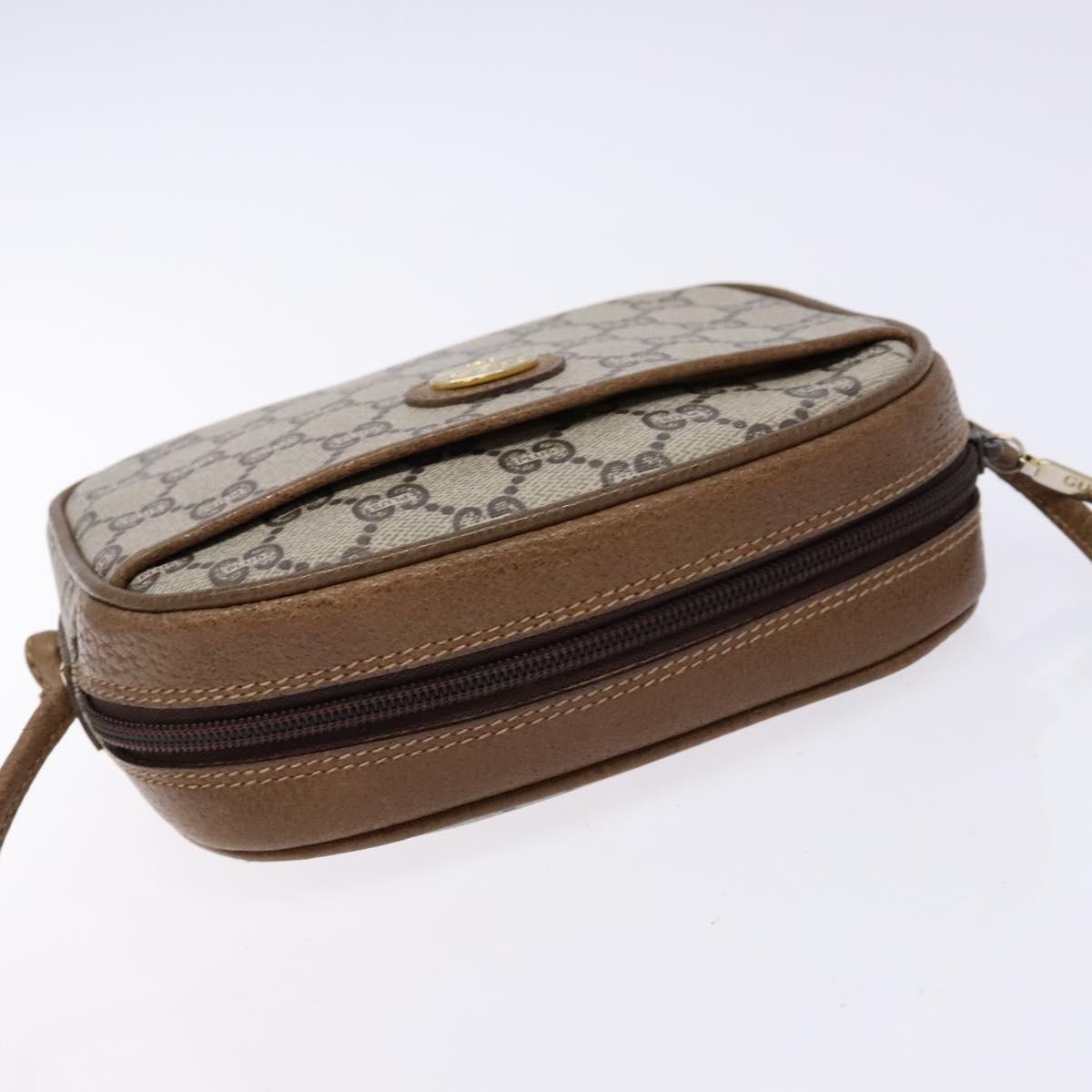 GUCCI GG Plus Supreme Shoulder Bag PVC Beige Gold Auth sw1190
