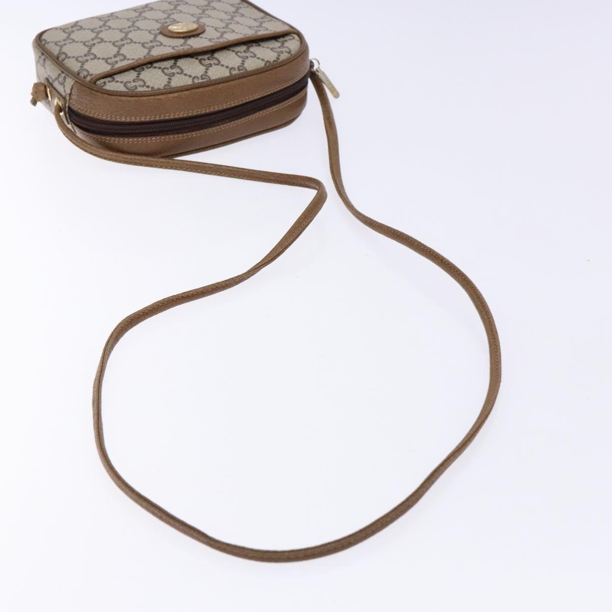 GUCCI GG Plus Supreme Shoulder Bag PVC Beige Gold Auth sw1190