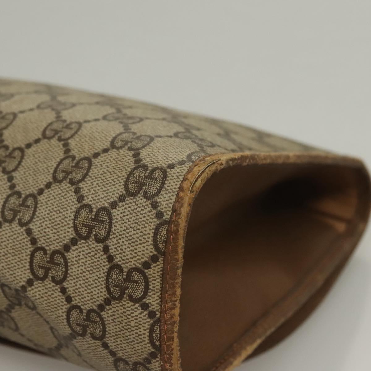 GUCCI GG Supreme Web Sherry Line Clutch Bag PVC Beige Gold 89 01 031 Auth sw1195