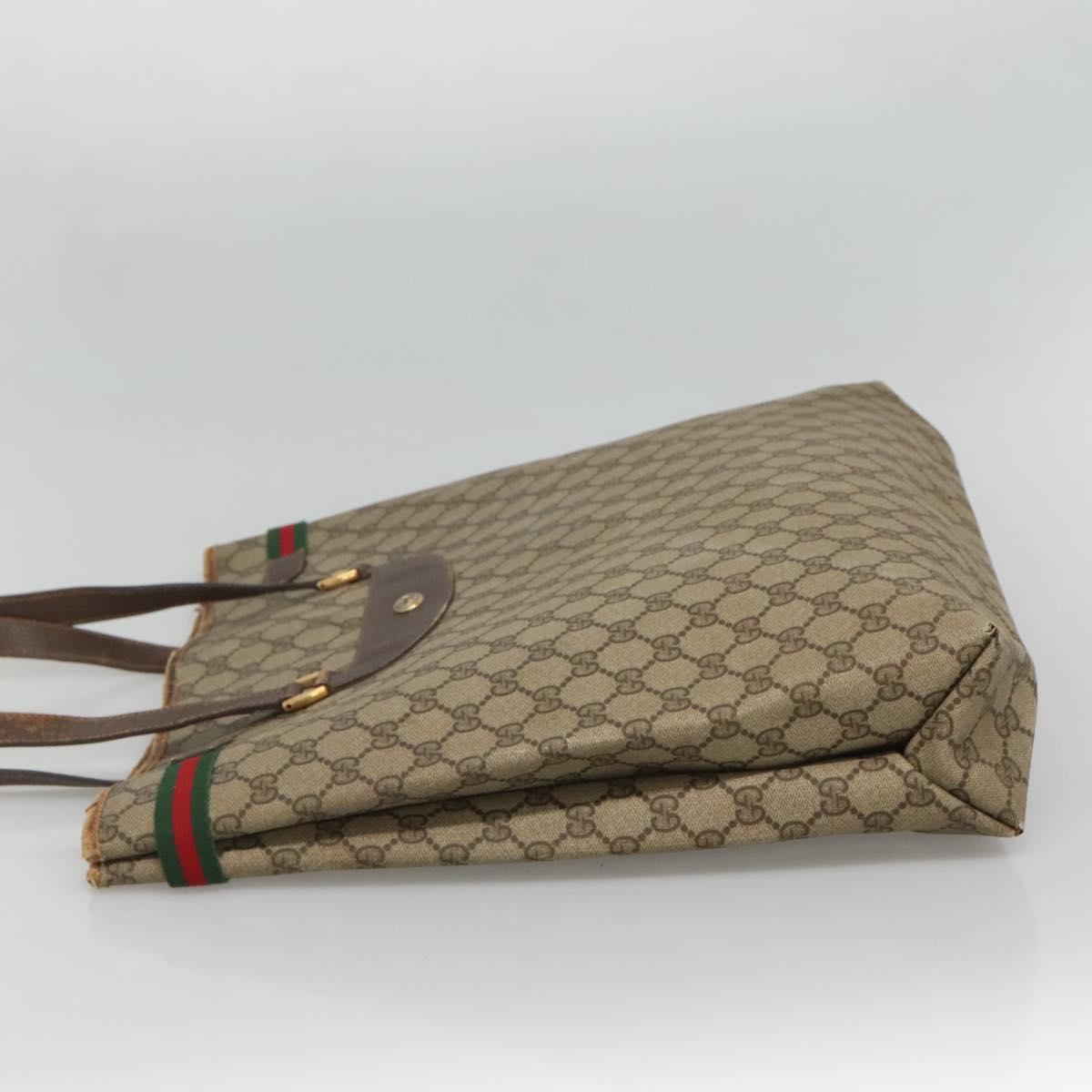 GUCCI GG Supreme Web Sherry Line Tote Bag PVC Beige Gold 39 02 091 Auth sw1196