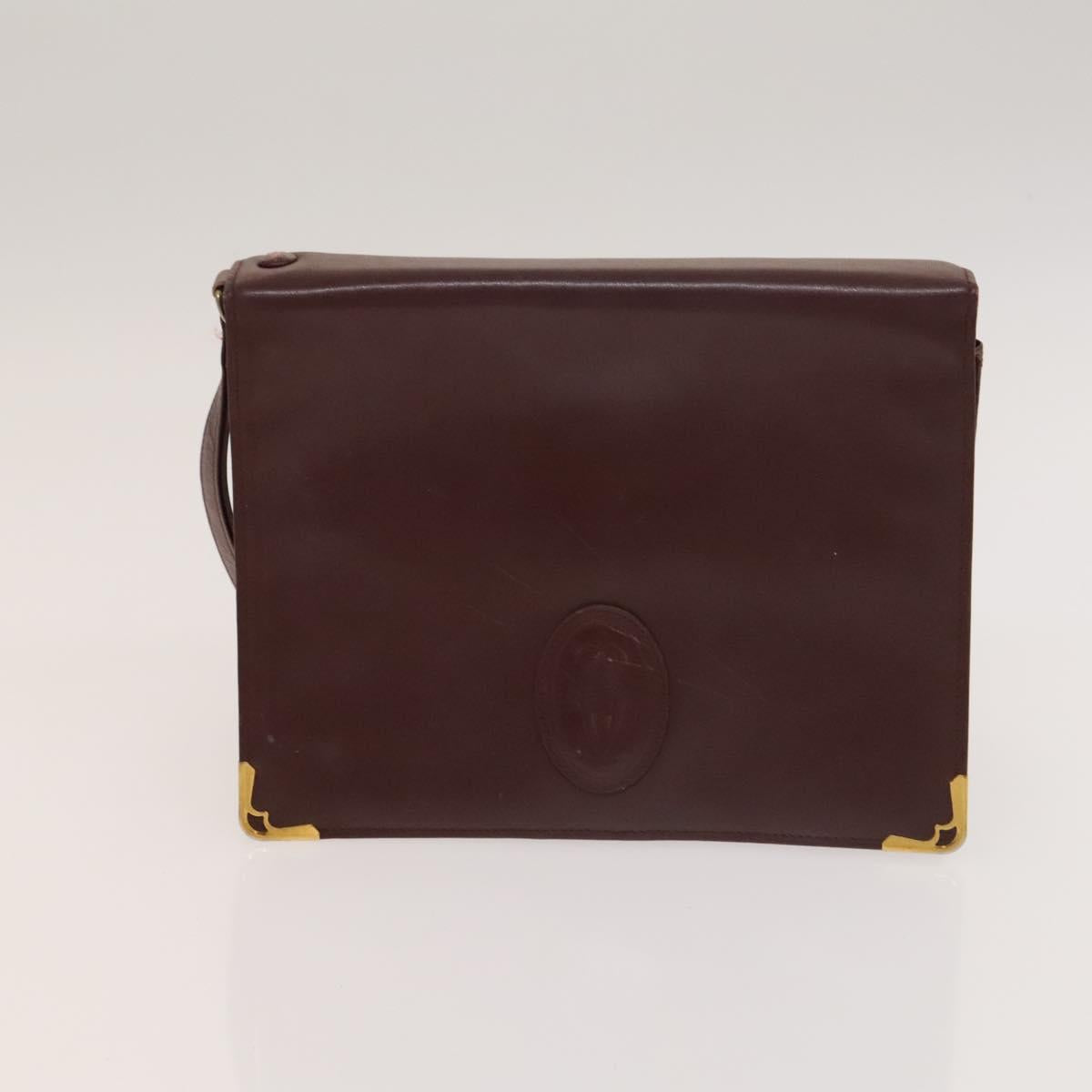 GUCCI Cartier GG Supreme Clutch Bag Leather PVC 2Set Beige Bordeaux Auth sw1201