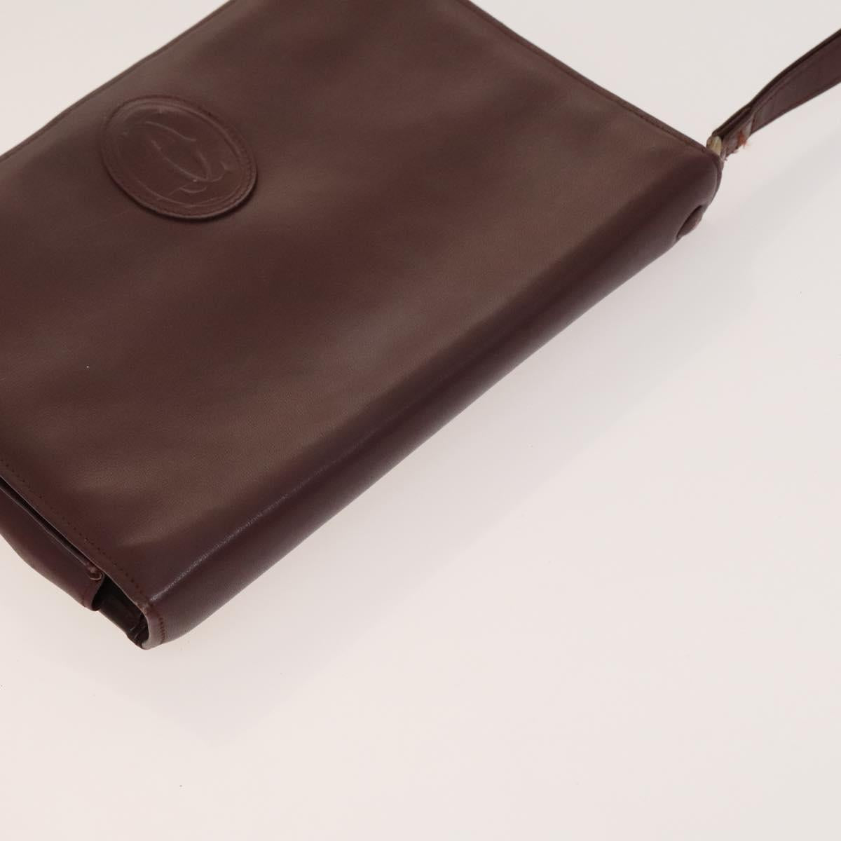 GUCCI Cartier GG Supreme Clutch Bag Leather PVC 2Set Beige Bordeaux Auth sw1201