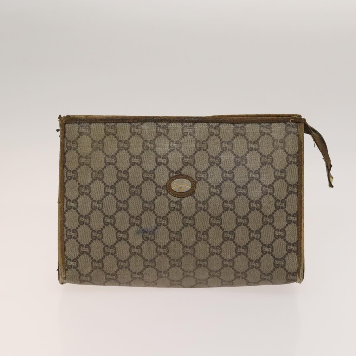 GUCCI Cartier GG Supreme Clutch Bag Leather PVC 2Set Beige Bordeaux Auth sw1201