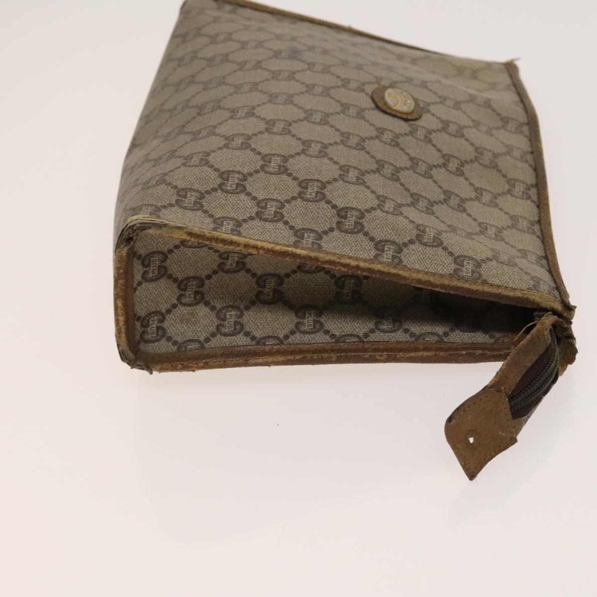 GUCCI Cartier GG Supreme Clutch Bag Leather PVC 2Set Beige Bordeaux Auth sw1201