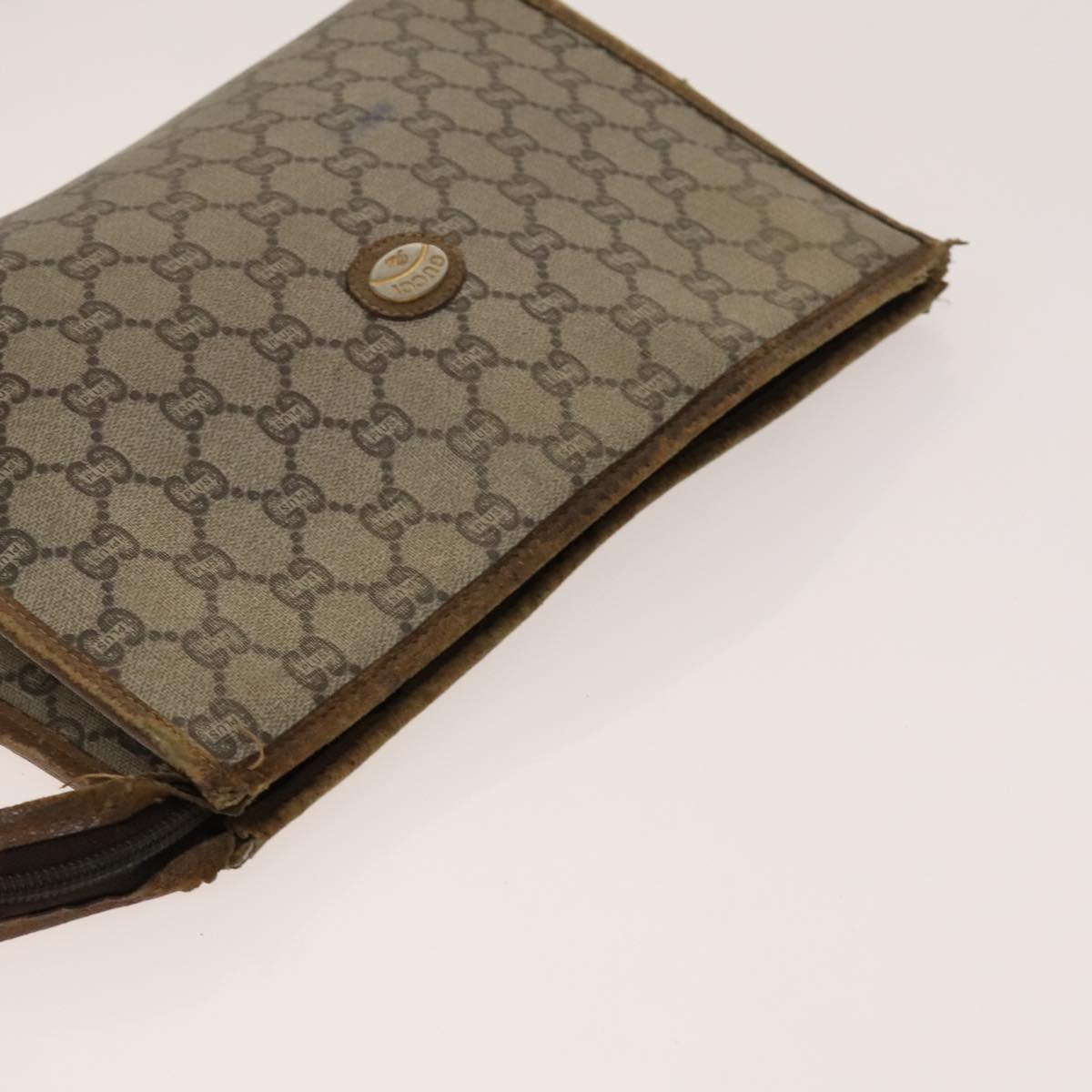 GUCCI Cartier GG Supreme Clutch Bag Leather PVC 2Set Beige Bordeaux Auth sw1201