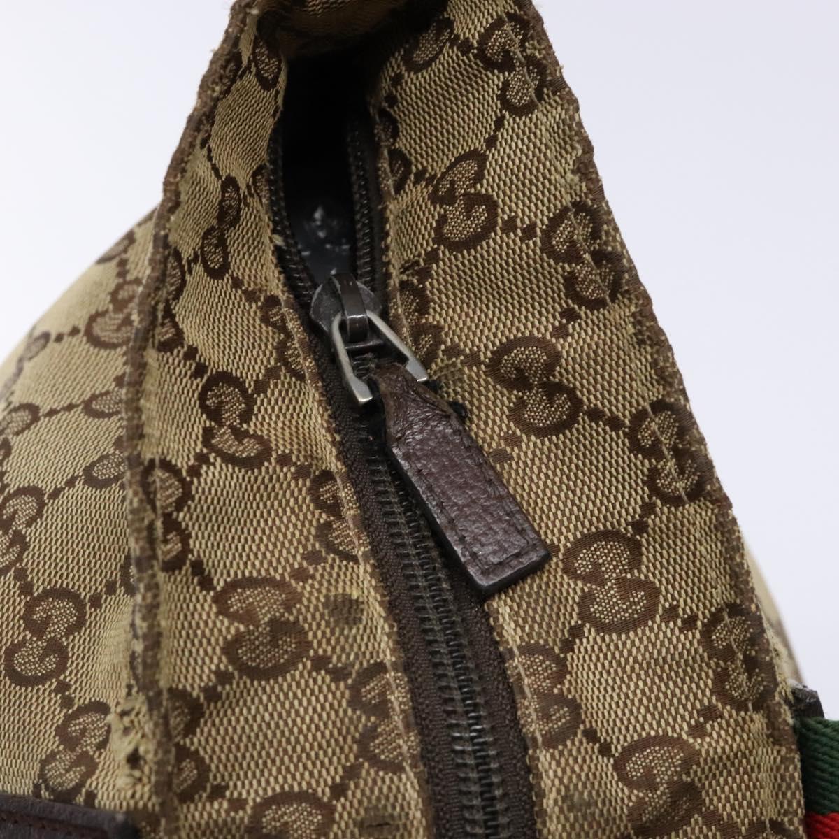 GUCCI GG Canvas Web Sherry Line Tote Bag Beige Silver 131230 Auth sw1202