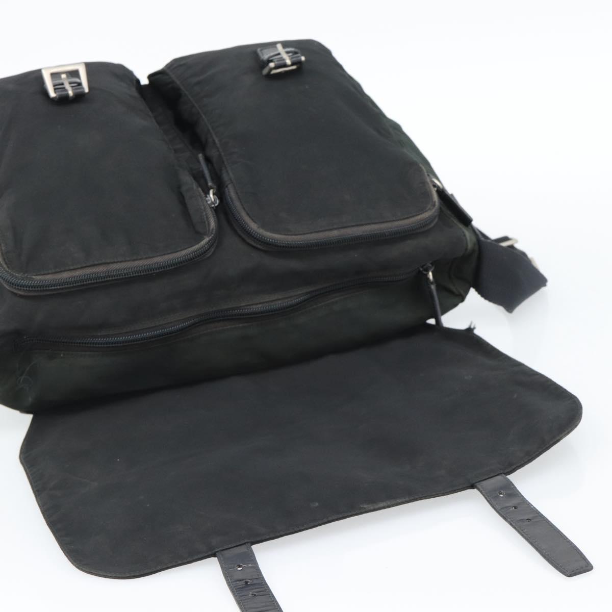 PRADA Shoulder Bag Nylon Black Silver Auth sw1204