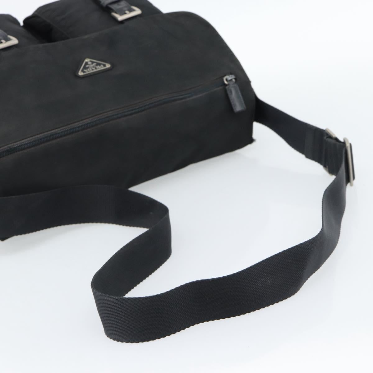 PRADA Shoulder Bag Nylon Black Silver Auth sw1204