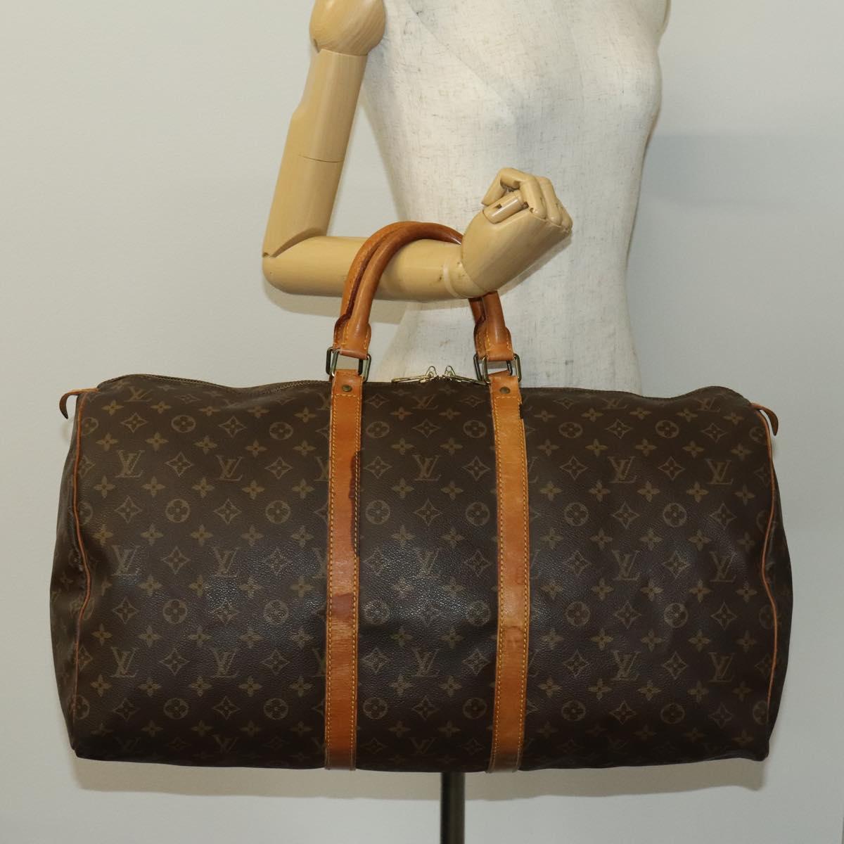 LOUIS VUITTON Monogram Keepall 55 Boston Bag M41424 LV Auth sw1207