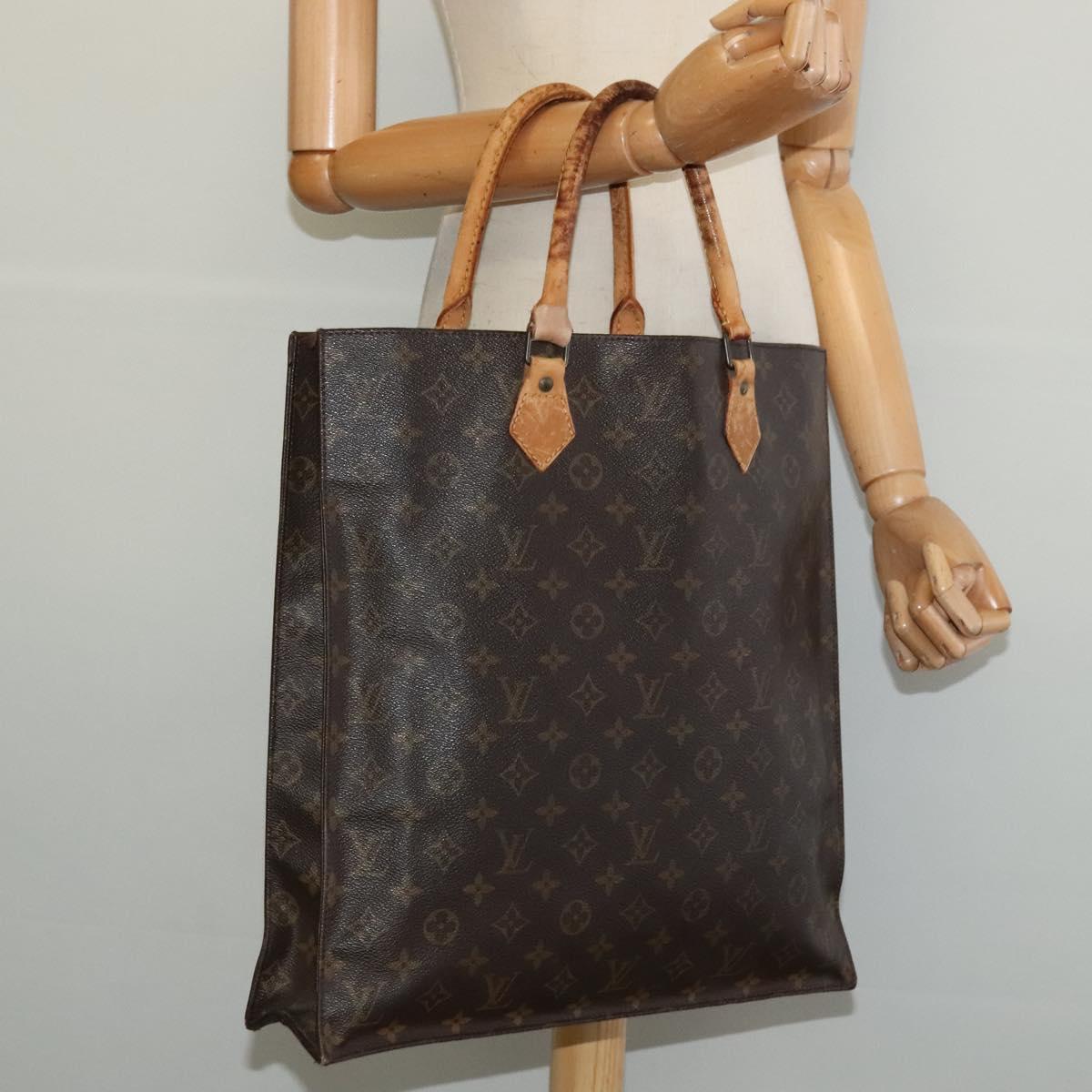 LOUIS VUITTON Monogram Sac Plat Hand Bag M51140 LV Auth sw1209