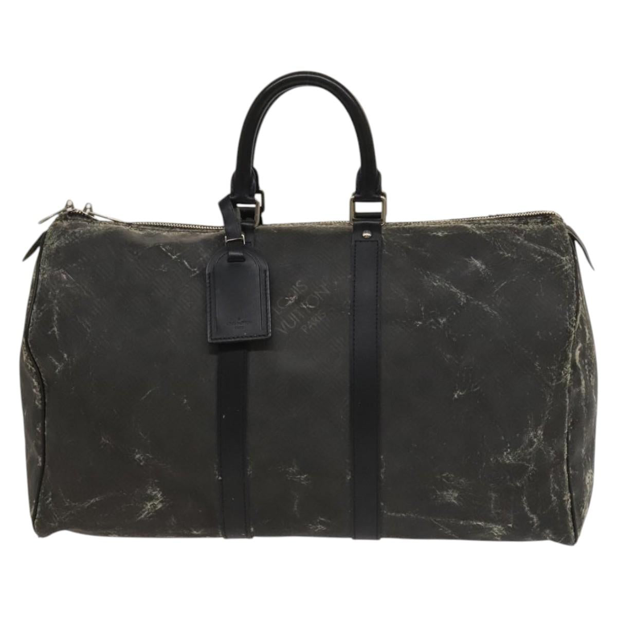 LOUIS VUITTON Damier Carbon Keepall 45 Boston Bag Black N41415 LV Auth sw1210