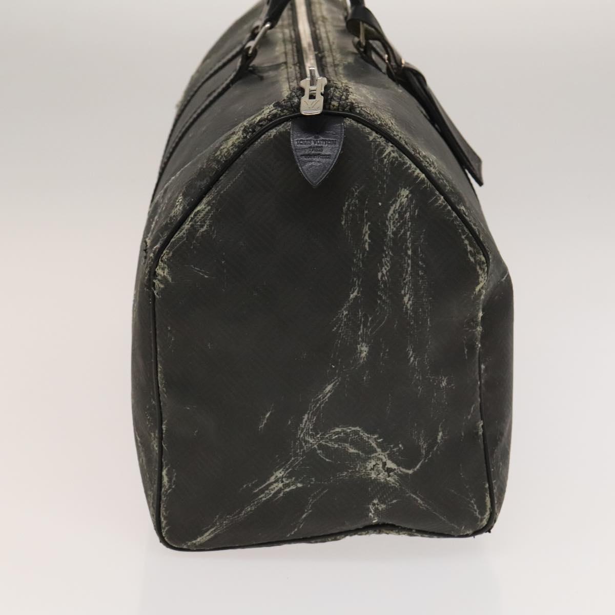 LOUIS VUITTON Damier Carbon Keepall 45 Boston Bag Black N41415 LV Auth sw1210