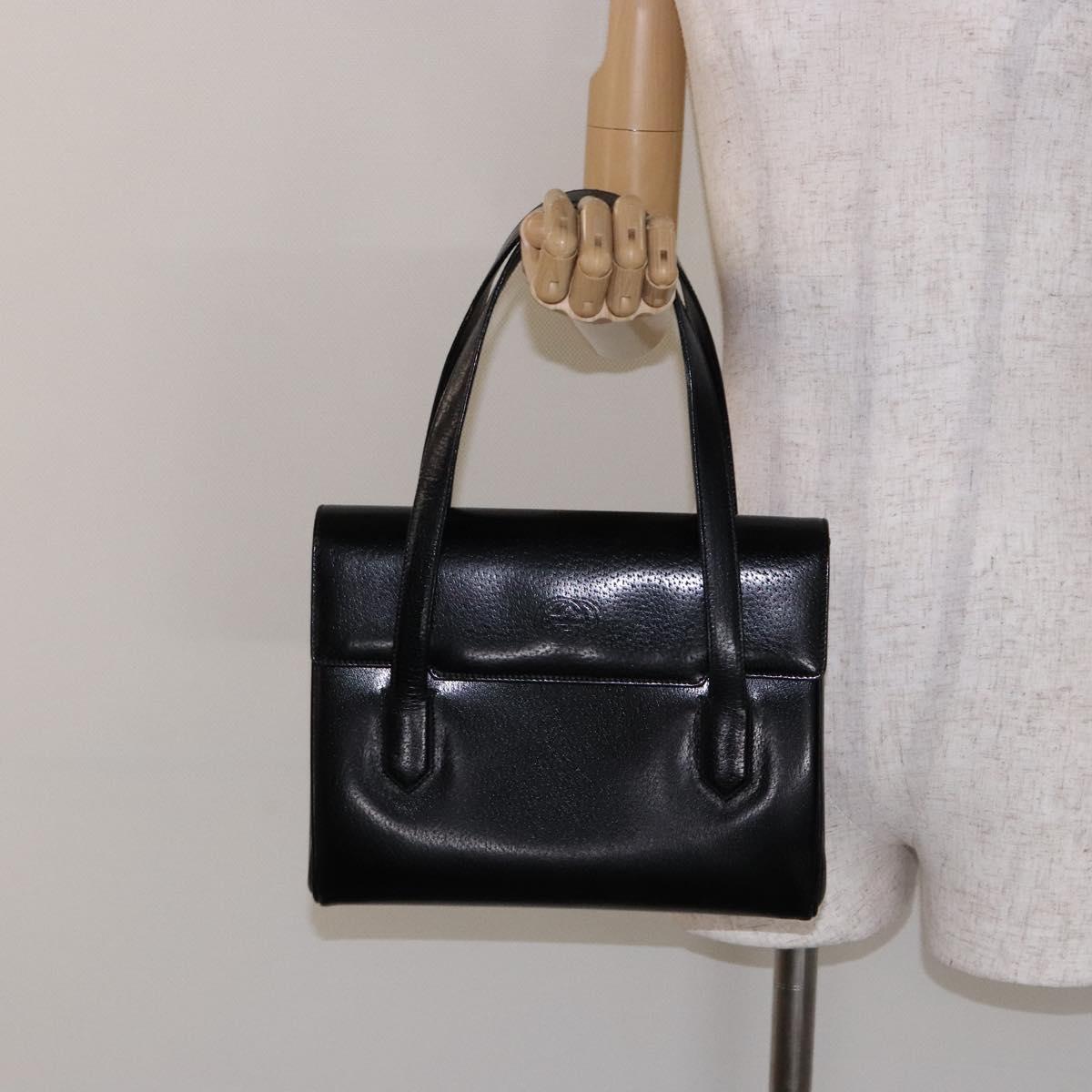 GUCCI Hand Bag Leather Black Gold 000 109 0098 Auth sw1220