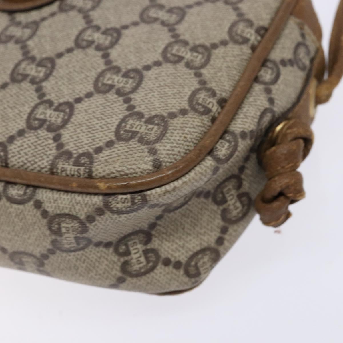 GUCCI GG Plus Supreme Shoulder Bag PVC Beige Auth sw1228