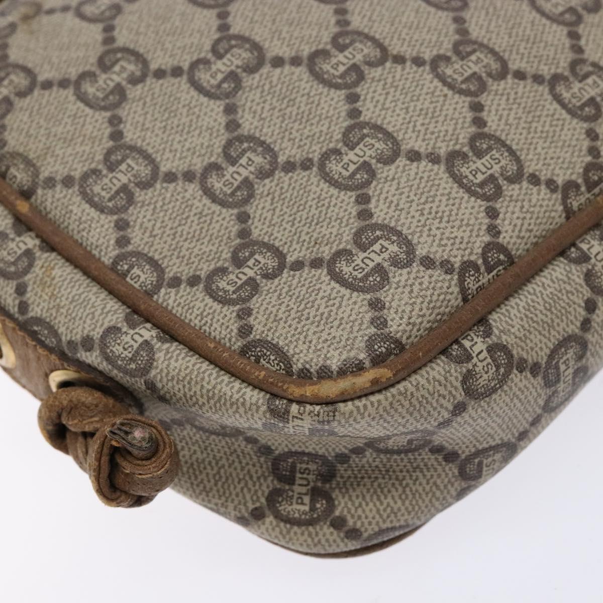 GUCCI GG Plus Supreme Shoulder Bag PVC Beige Auth sw1228