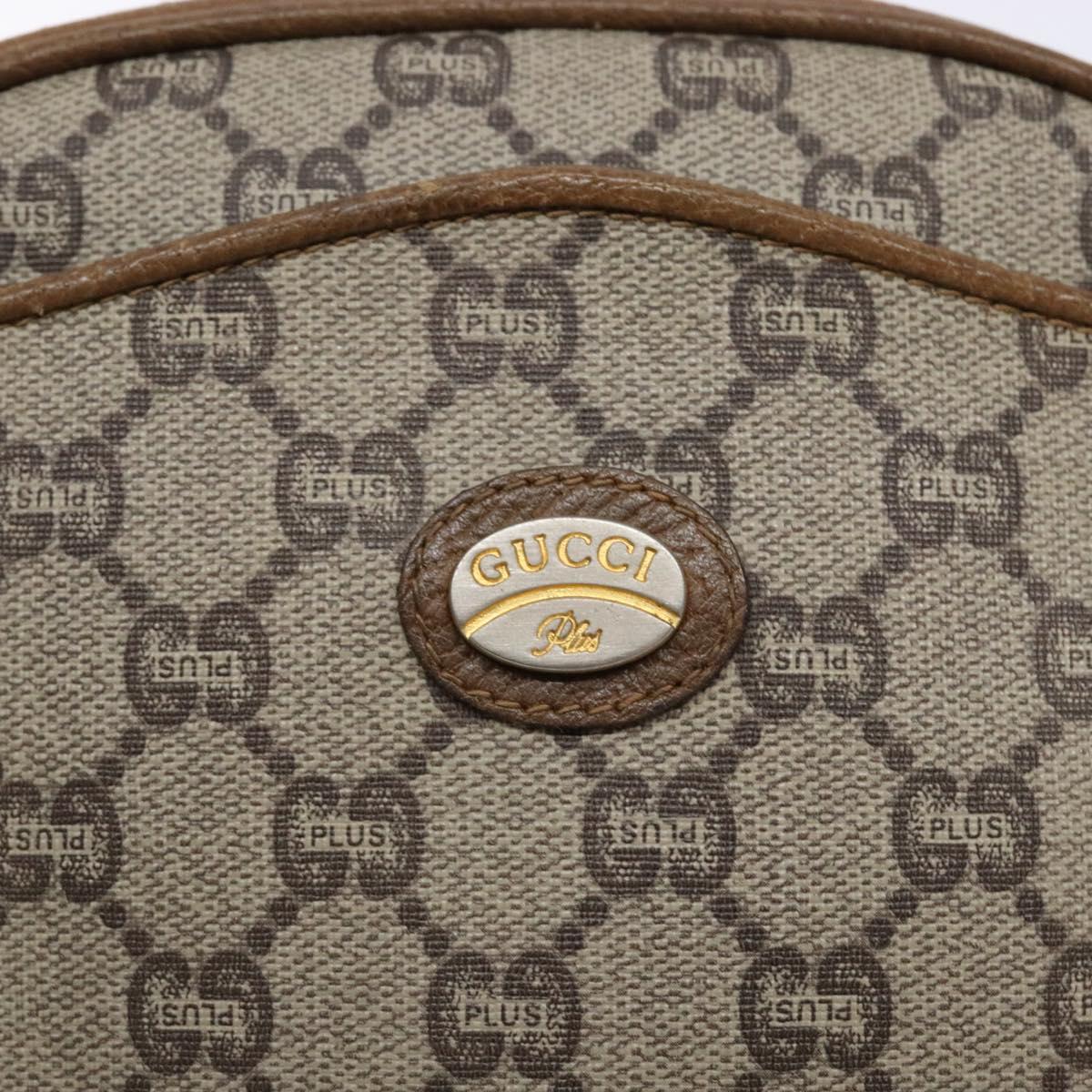 GUCCI GG Plus Supreme Shoulder Bag PVC Beige Auth sw1228