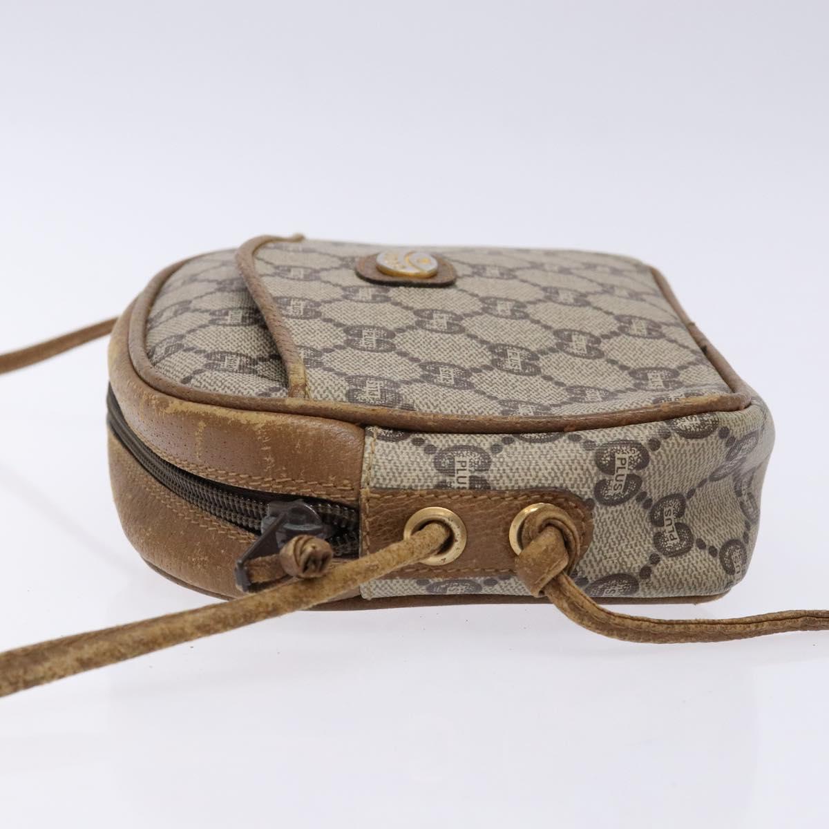 GUCCI GG Plus Supreme Shoulder Bag PVC Beige Auth sw1228