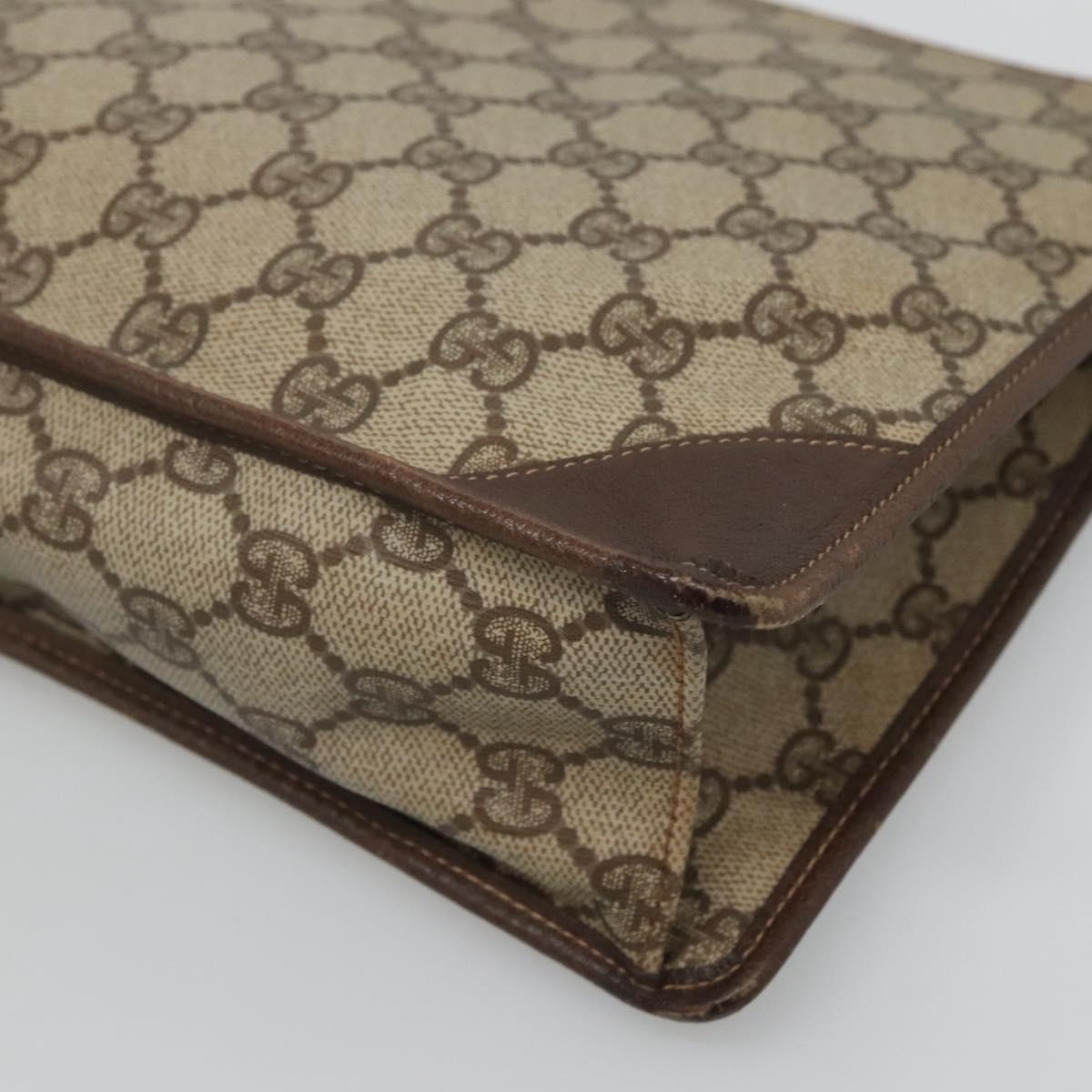 GUCCI GG Supreme Clutch Bag PVC Beige Gold 97 01 029 Auth sw1232