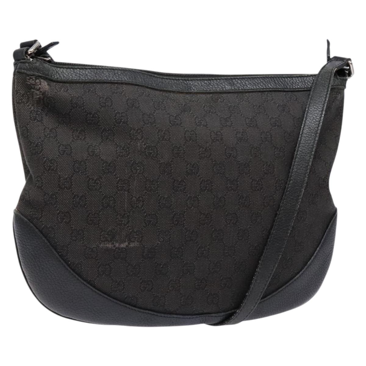 GUCCI GG Canvas Shoulder Bag Black Silver 272380 Auth sw1237