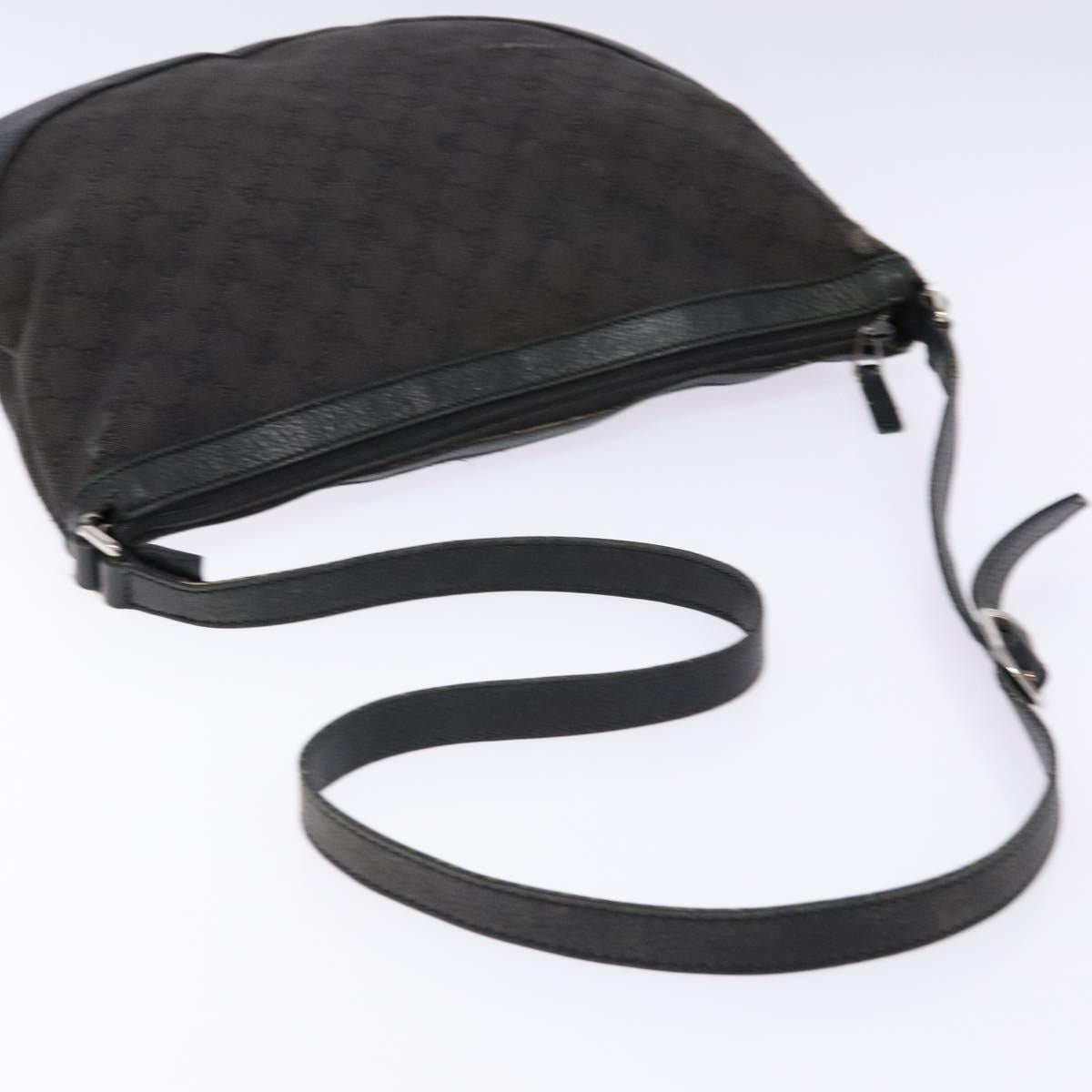 GUCCI GG Canvas Shoulder Bag Black Silver 272380 Auth sw1237