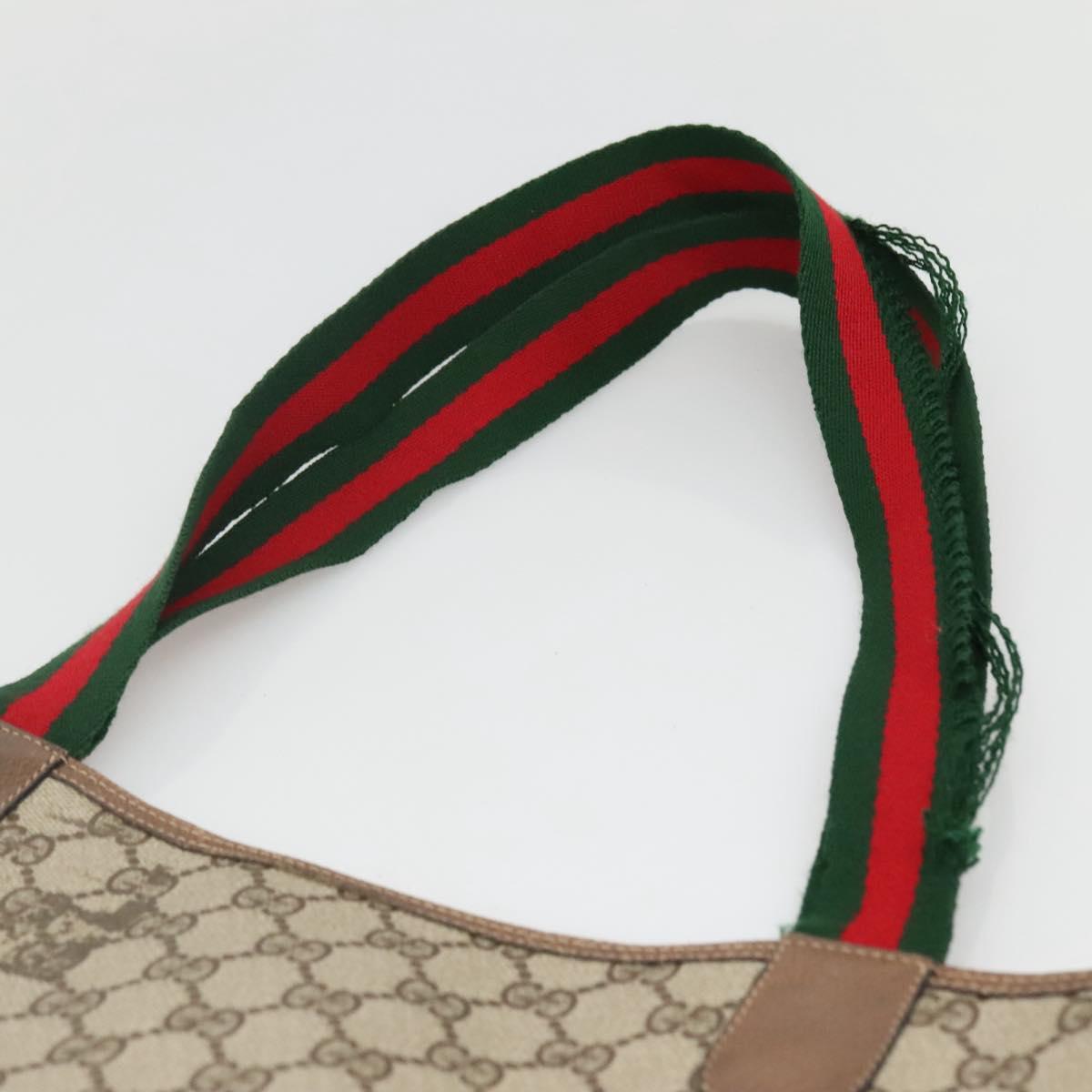 GUCCI GG Supreme Web Sherry Line Tote Bag PVC Beige Gold 39 02 003 Auth sw1238