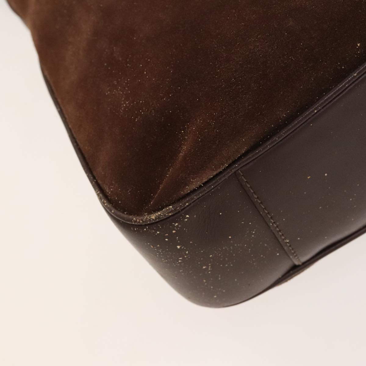 GUCCI Hand Bag Suede 2way Brown Gold 001 1014 1577 Auth sw1243