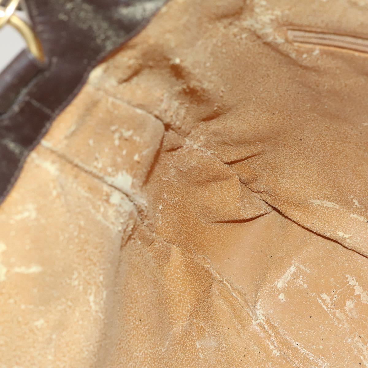 GUCCI Hand Bag Suede 2way Brown Gold 001 1014 1577 Auth sw1243