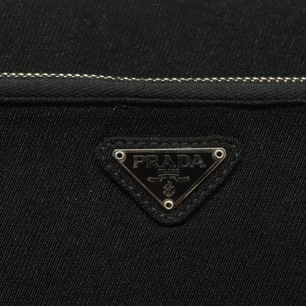 PRADA Hand Bag Canvas Black Silver Auth sw1249