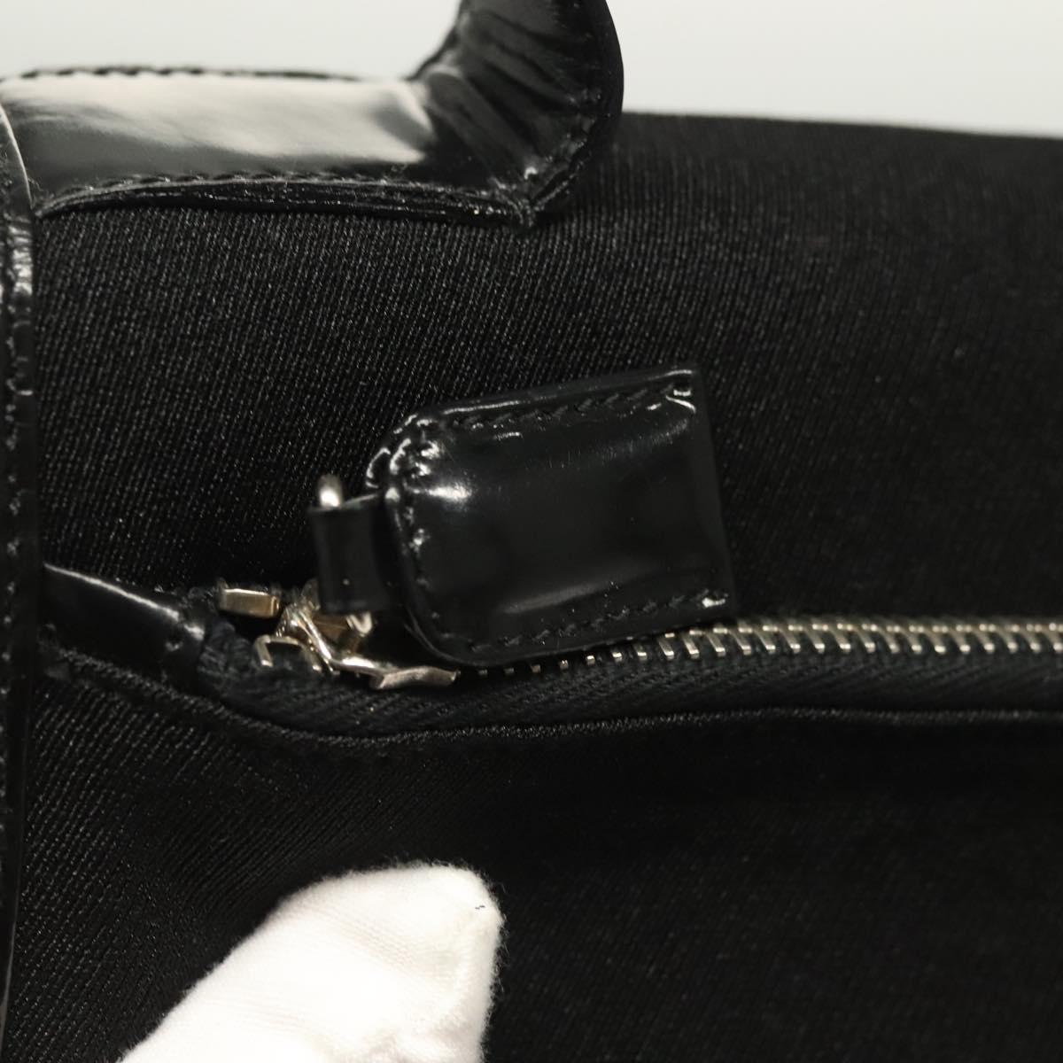 PRADA Hand Bag Canvas Black Silver Auth sw1249