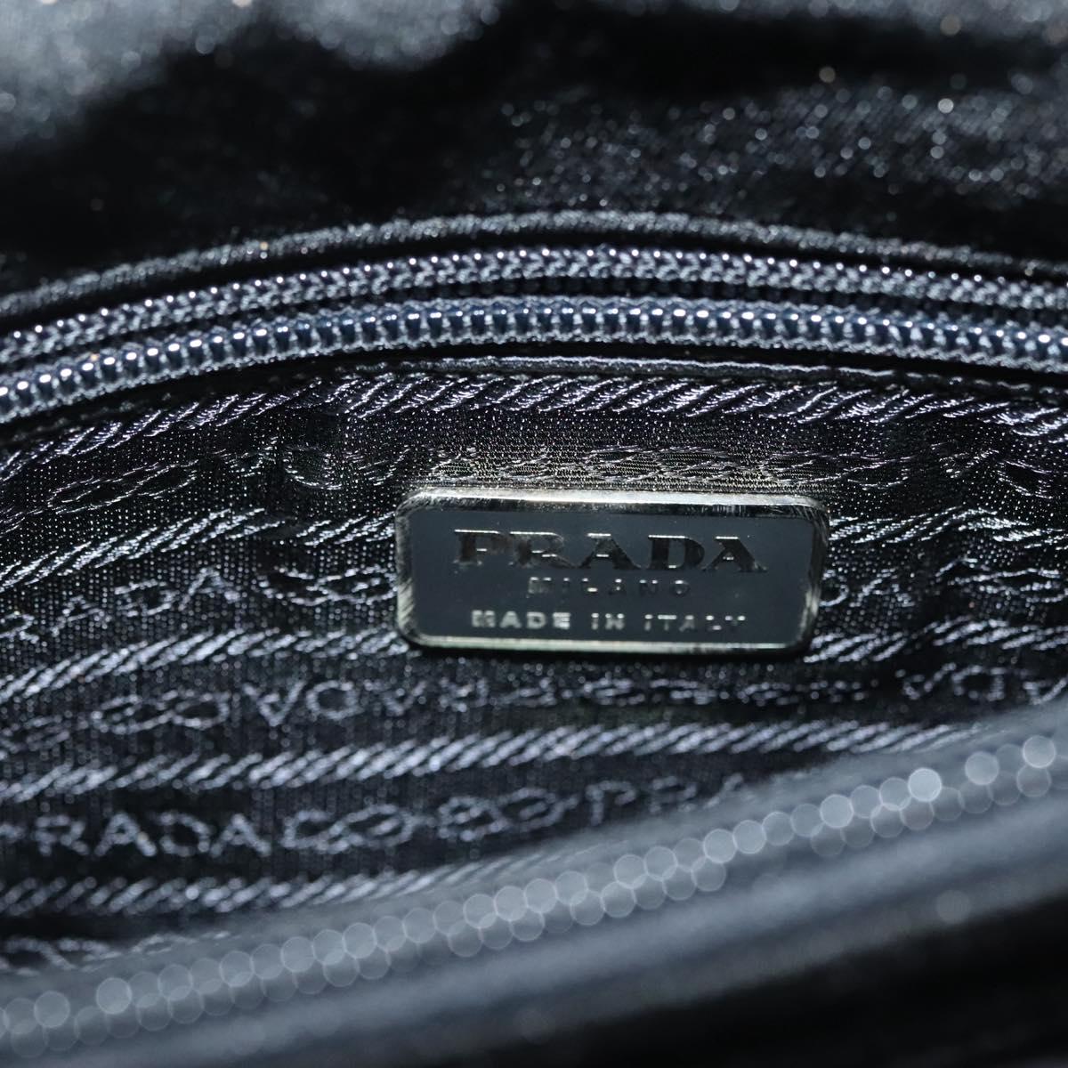 PRADA Hand Bag Canvas Black Silver Auth sw1249