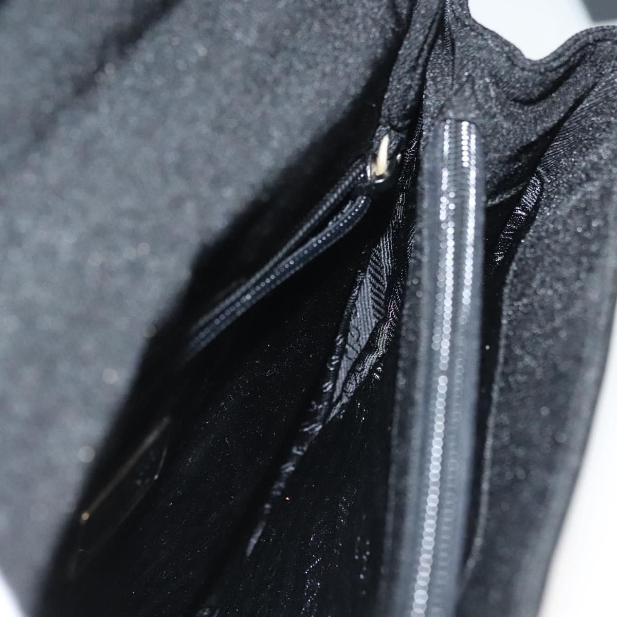 PRADA Hand Bag Canvas Black Silver Auth sw1249