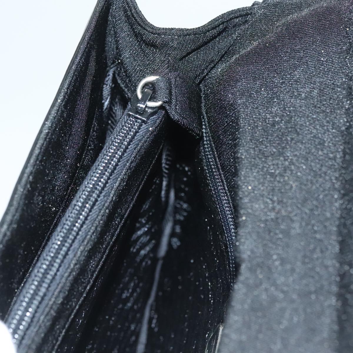 PRADA Hand Bag Canvas Black Silver Auth sw1249