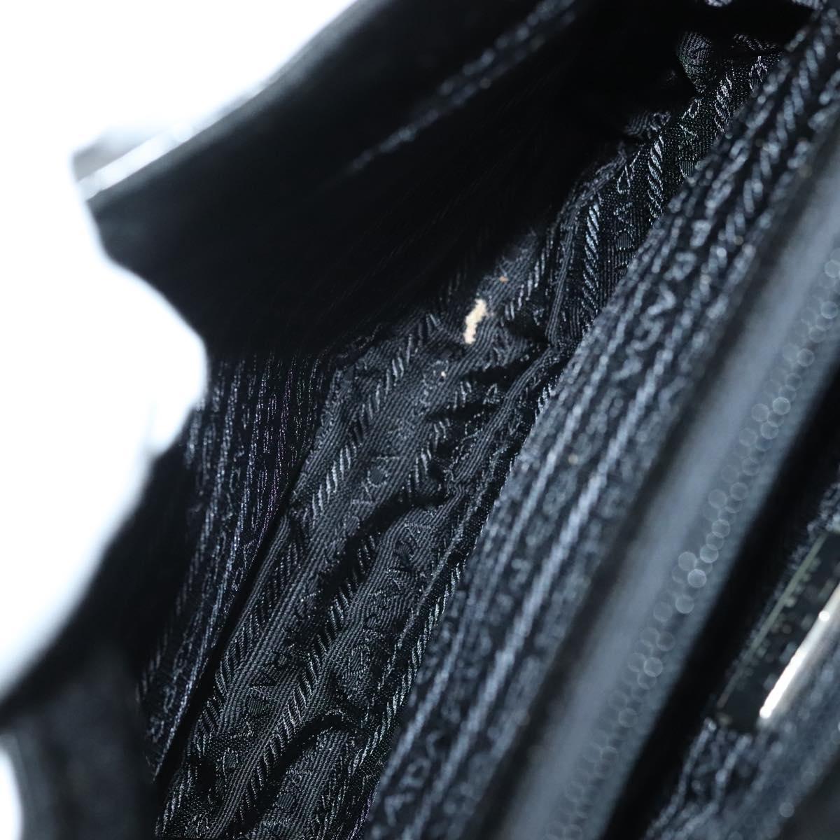 PRADA Hand Bag Canvas Black Silver Auth sw1249