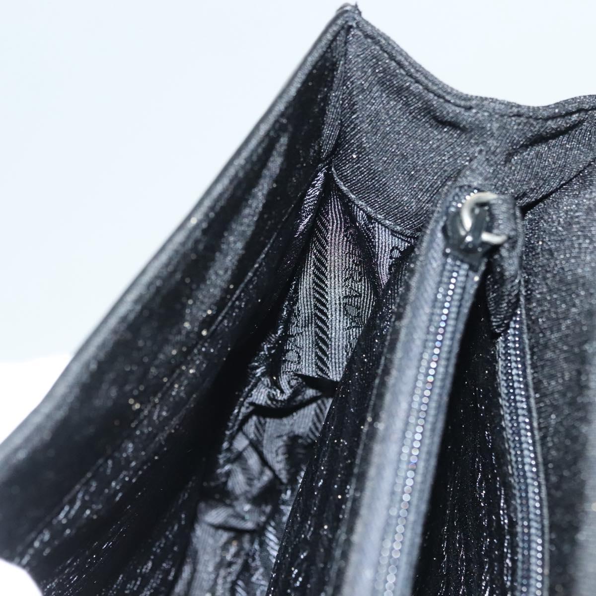 PRADA Hand Bag Canvas Black Silver Auth sw1249