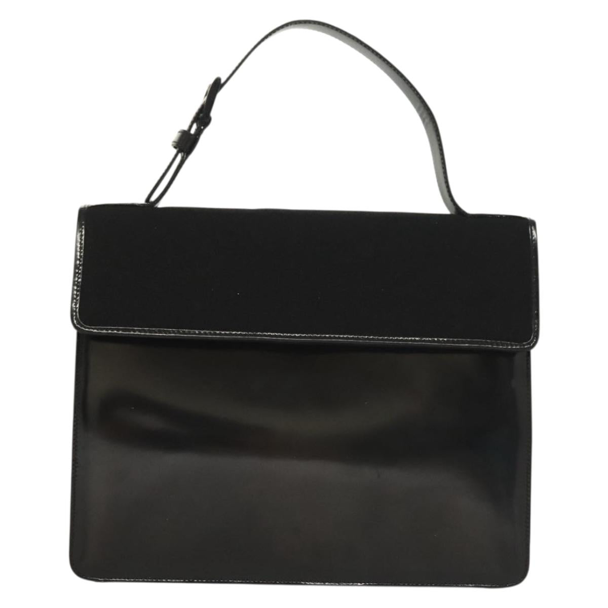 PRADA Hand Bag Canvas Black Silver Auth sw1249