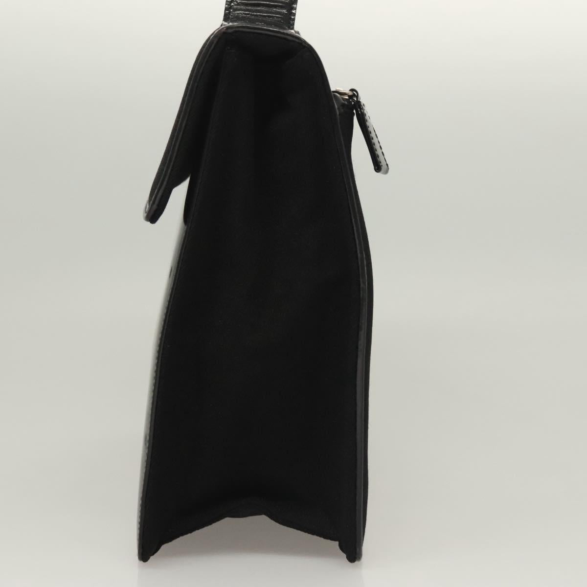 PRADA Hand Bag Canvas Black Silver Auth sw1249