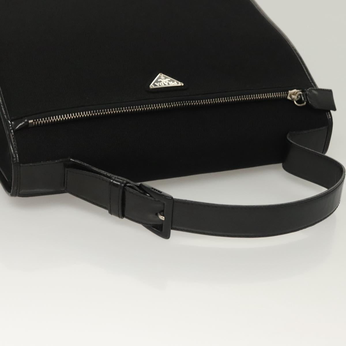 PRADA Hand Bag Canvas Black Silver Auth sw1249