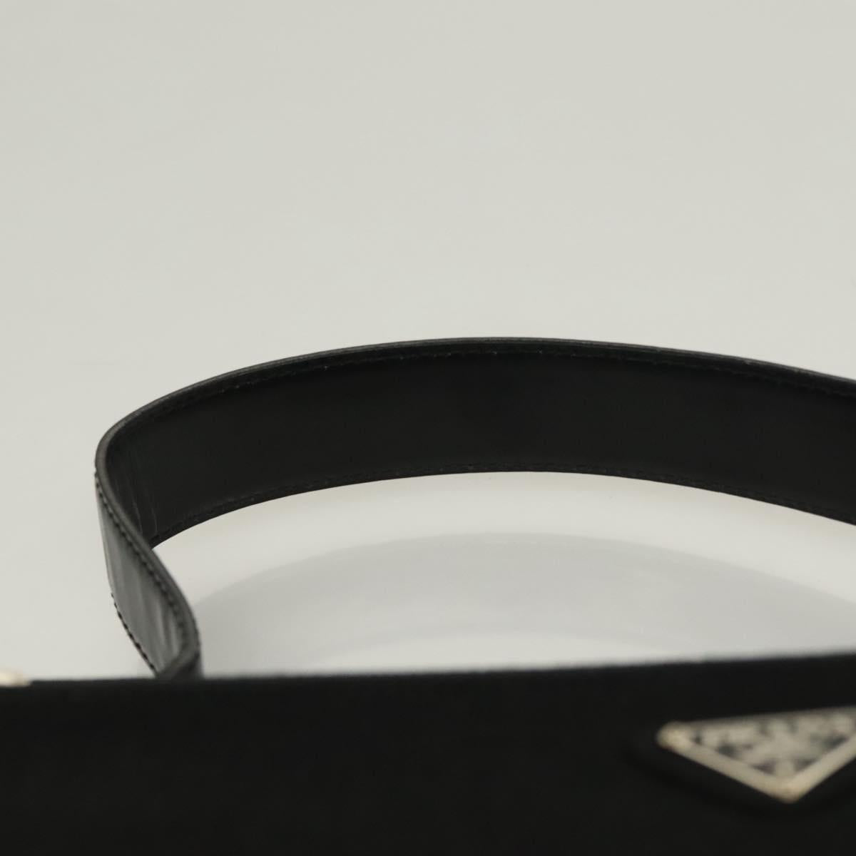 PRADA Hand Bag Canvas Black Silver Auth sw1249